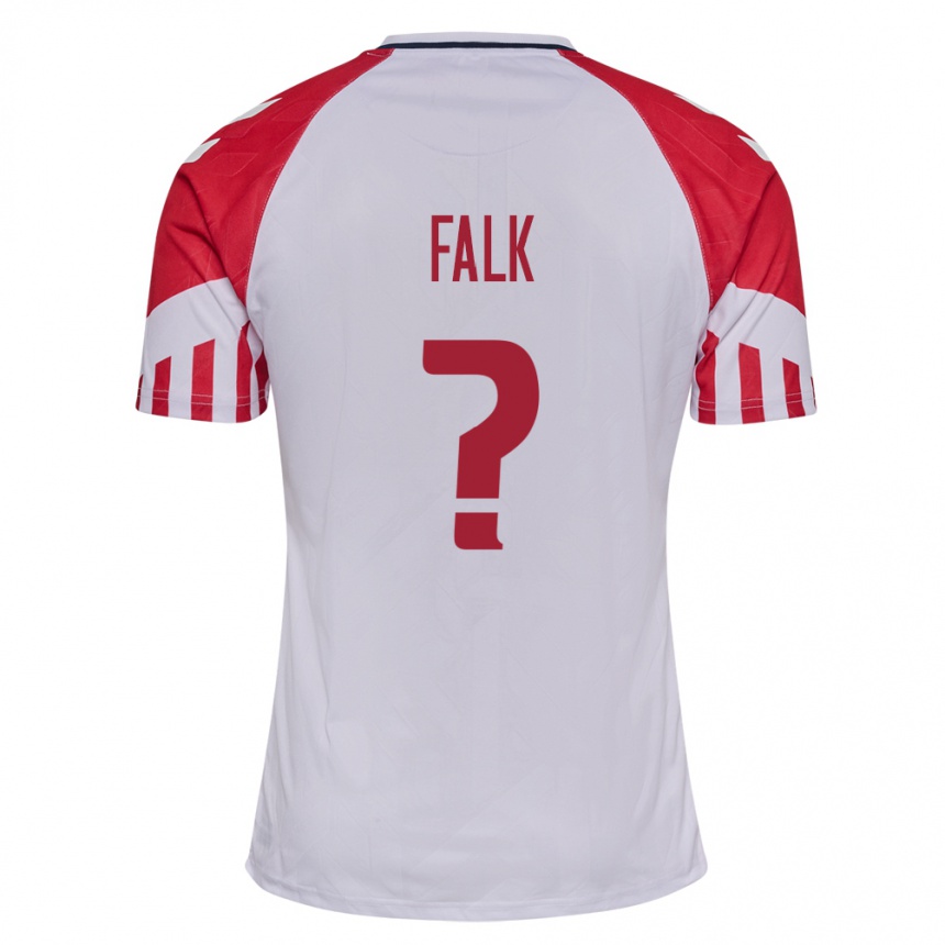 Herren Fußball Dänische Lukas Falk #0 Weiß Auswärtstrikot Trikot 24-26 T-Shirt Luxemburg