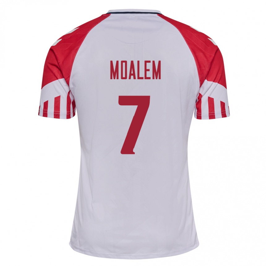 Herren Fußball Dänische Jonathan Moalem #7 Weiß Auswärtstrikot Trikot 24-26 T-Shirt Luxemburg