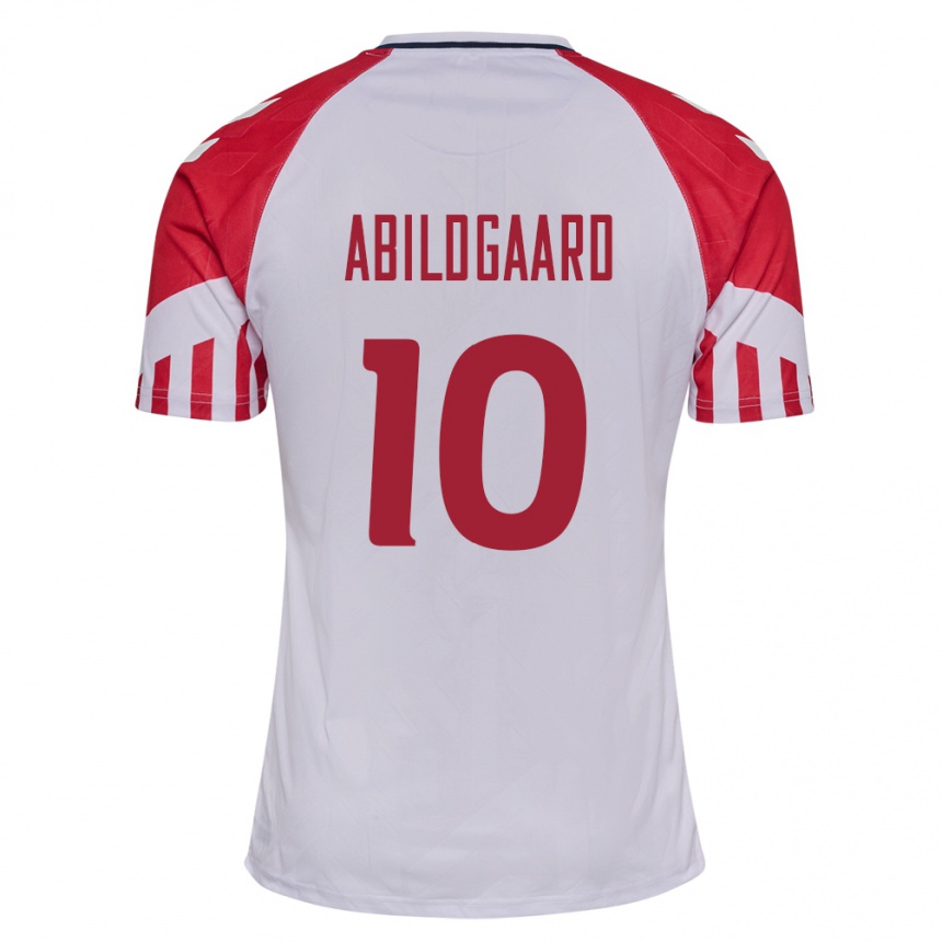 Herren Fußball Dänische Lasse Abildgaard #10 Weiß Auswärtstrikot Trikot 24-26 T-Shirt Luxemburg