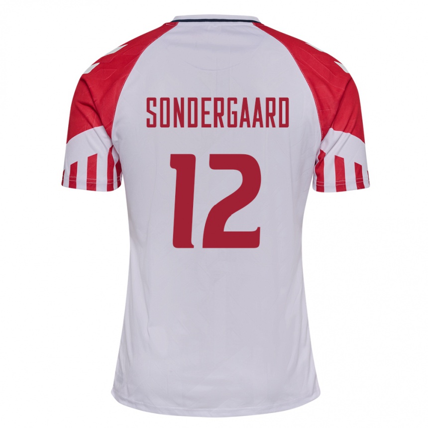 Herren Fußball Dänische Philip Söndergaard #12 Weiß Auswärtstrikot Trikot 24-26 T-Shirt Luxemburg