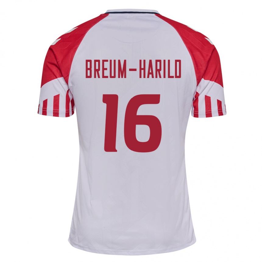 Herren Fußball Dänische Tobias Breum-Harild #16 Weiß Auswärtstrikot Trikot 24-26 T-Shirt Luxemburg