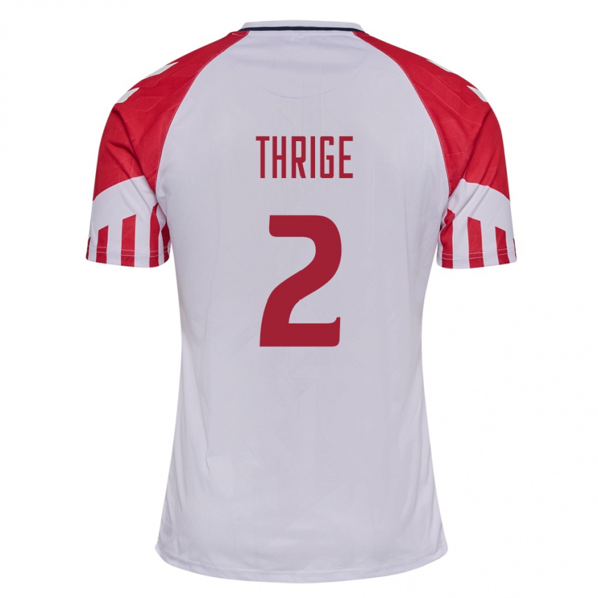 Herren Fußball Dänische Sara Thrige #2 Weiß Auswärtstrikot Trikot 24-26 T-Shirt Luxemburg