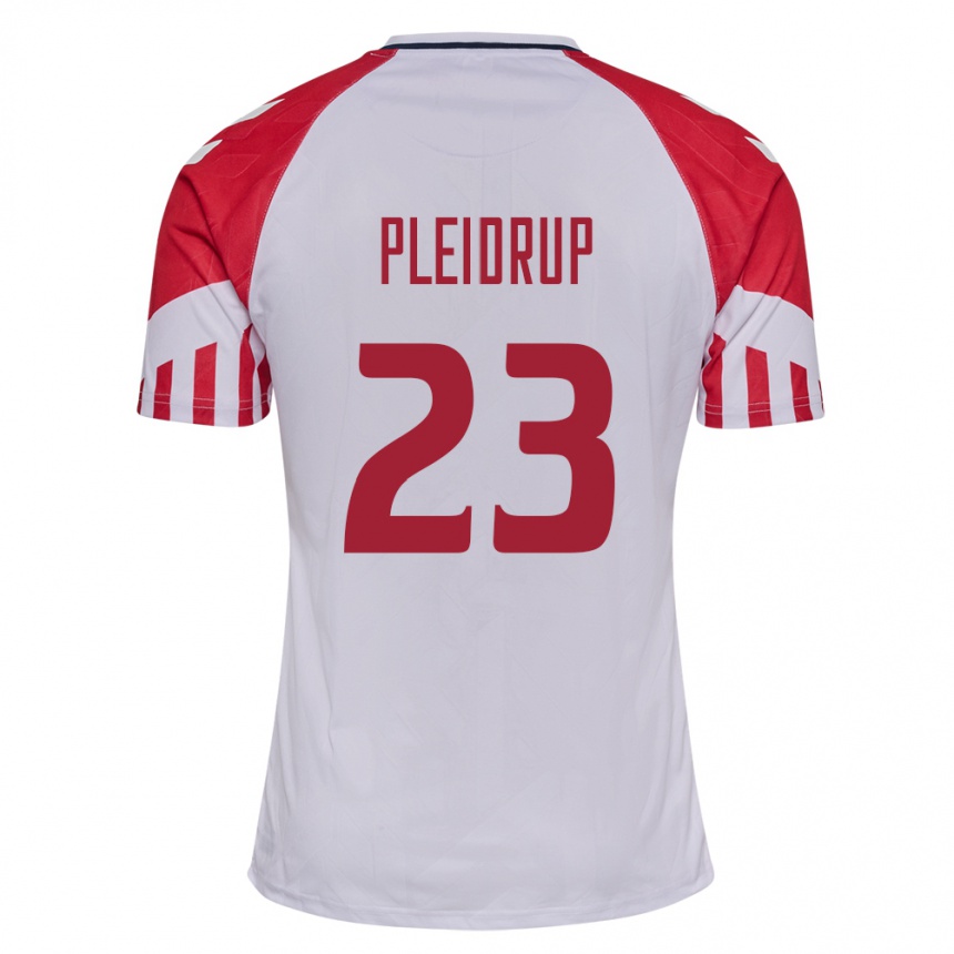 Herren Fußball Dänische Caroline Pleidrup #23 Weiß Auswärtstrikot Trikot 24-26 T-Shirt Luxemburg