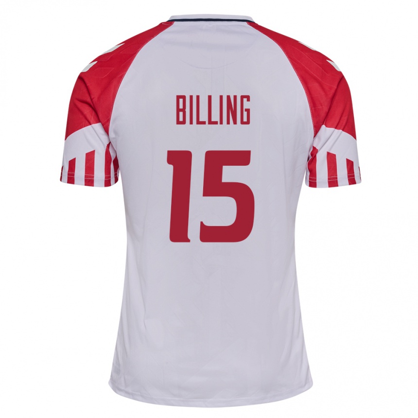 Herren Fußball Dänische Philip Billing #15 Weiß Auswärtstrikot Trikot 24-26 T-Shirt Luxemburg