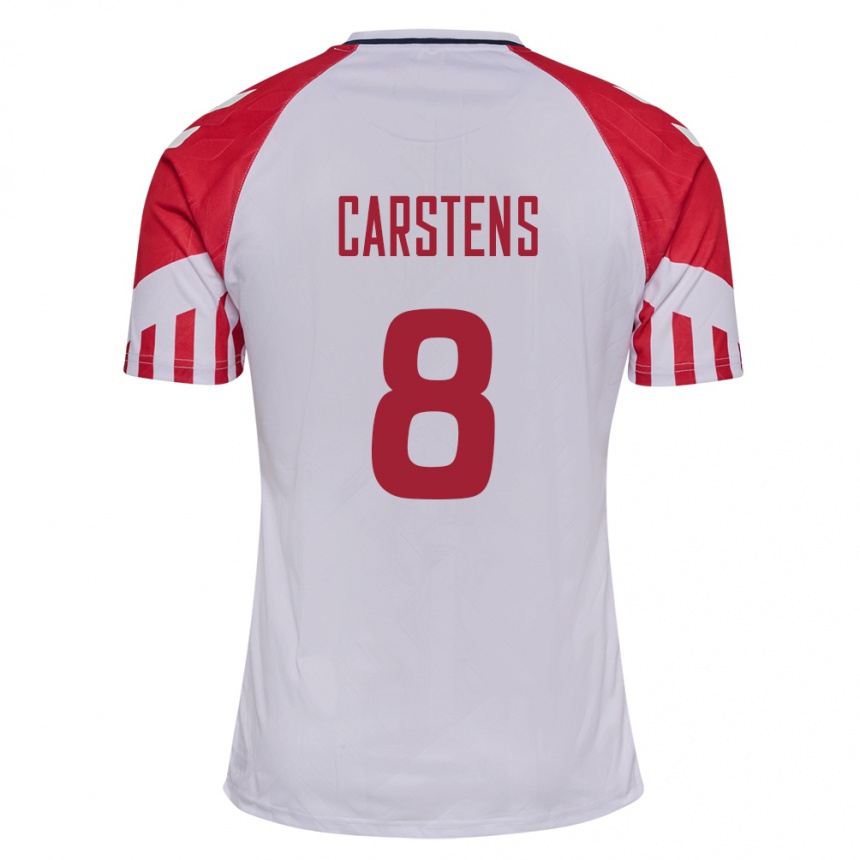 Herren Fußball Dänische Signe Carstens #8 Weiß Auswärtstrikot Trikot 24-26 T-Shirt Luxemburg