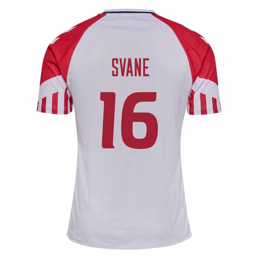 Herren Fußball Dänische Katrine Svane #16 Weiß Auswärtstrikot Trikot 24-26 T-Shirt Luxemburg