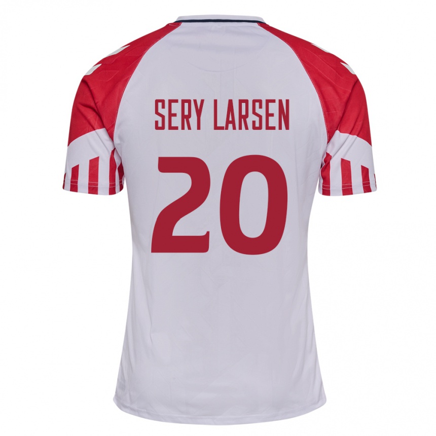 Herren Fußball Dänische Japhet Sery Larsen #20 Weiß Auswärtstrikot Trikot 24-26 T-Shirt Luxemburg