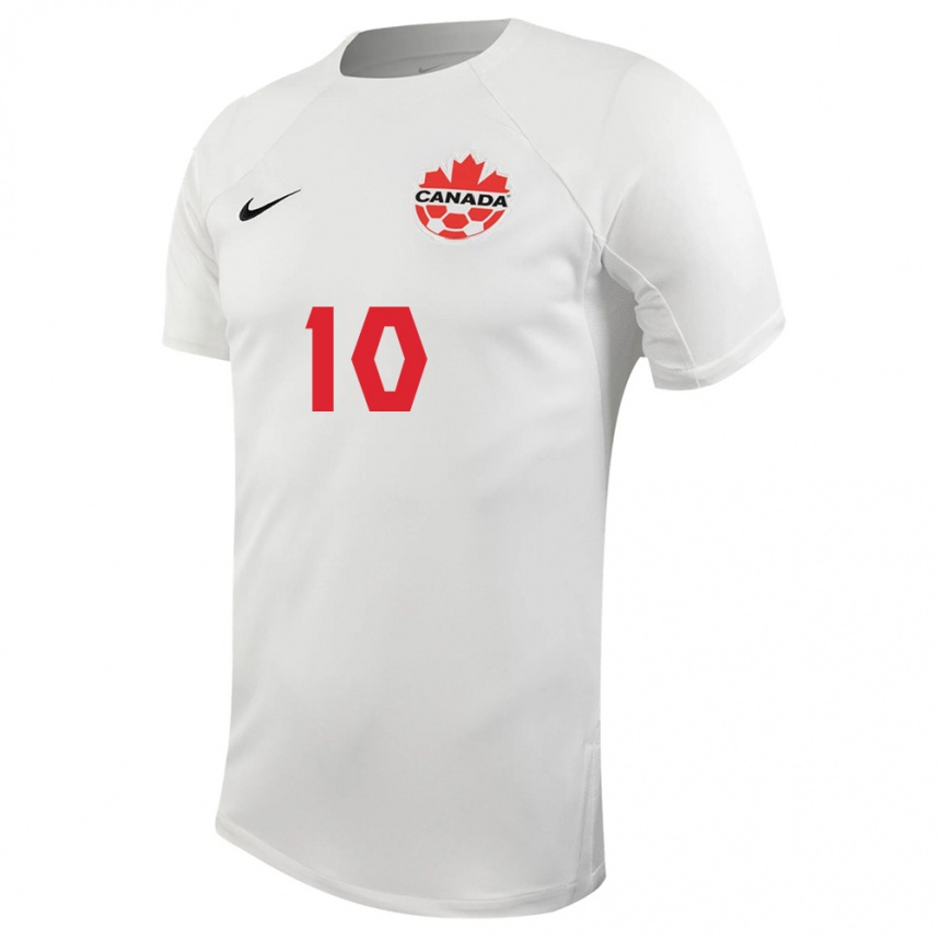 Herren Fußball Kanadische Ashley Lawrence #10 Weiß Auswärtstrikot Trikot 24-26 T-Shirt Luxemburg