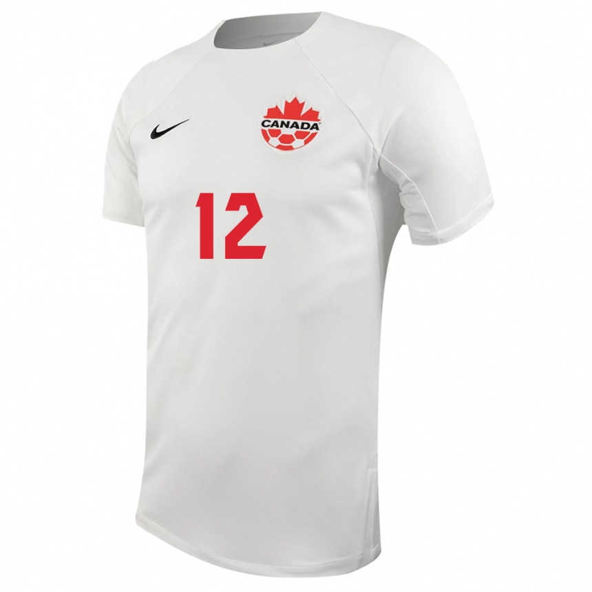 Herren Fußball Kanadische Aidan Fong #12 Weiß Auswärtstrikot Trikot 24-26 T-Shirt Luxemburg