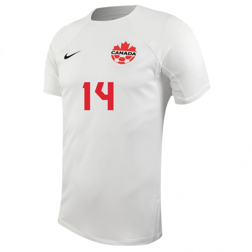 Herren Fußball Kanadische Tyler Londono #14 Weiß Auswärtstrikot Trikot 24-26 T-Shirt Luxemburg