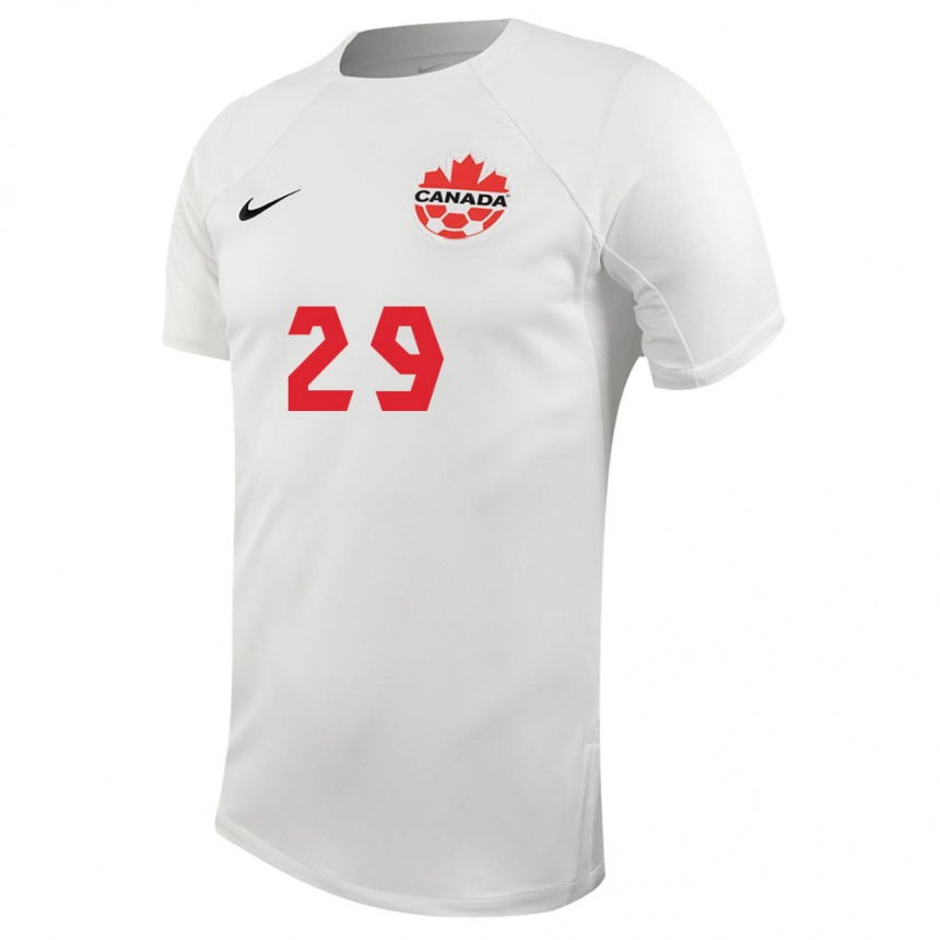 Herren Fußball Kanadische Clarissa Larisey #29 Weiß Auswärtstrikot Trikot 24-26 T-Shirt Luxemburg