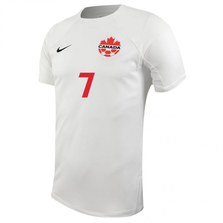 Herren Fußball Kanadische Stephen Eustaquio #7 Weiß Auswärtstrikot Trikot 24-26 T-Shirt Luxemburg