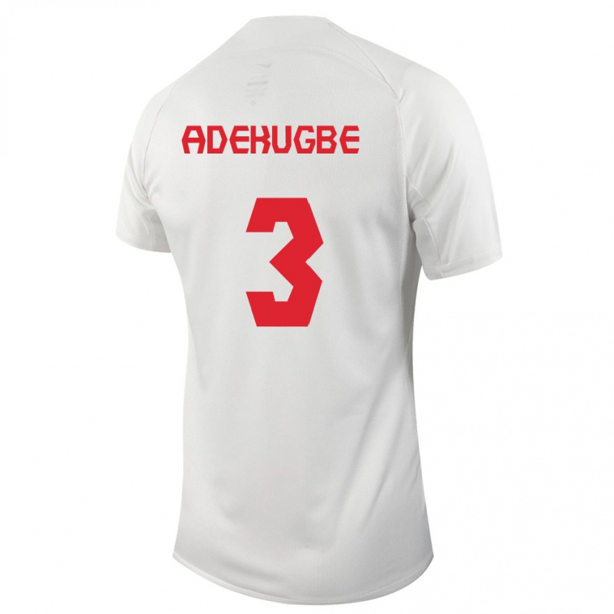 Herren Fußball Kanadische Samuel Adekugbe #3 Weiß Auswärtstrikot Trikot 24-26 T-Shirt Luxemburg