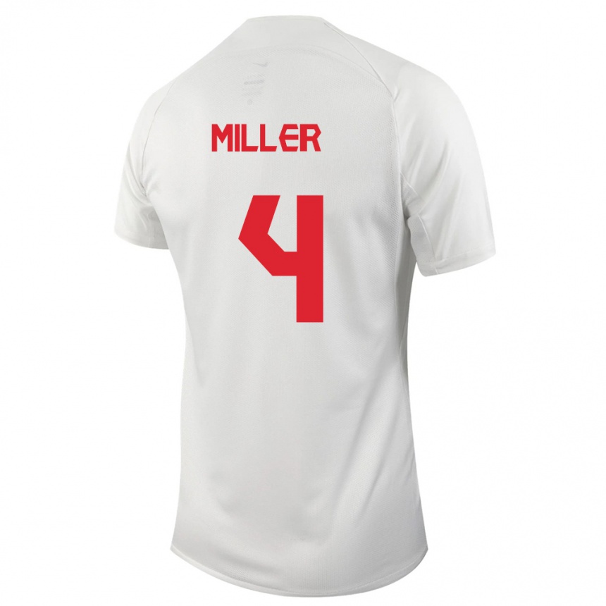 Herren Fußball Kanadische Kamal Miller #4 Weiß Auswärtstrikot Trikot 24-26 T-Shirt Luxemburg