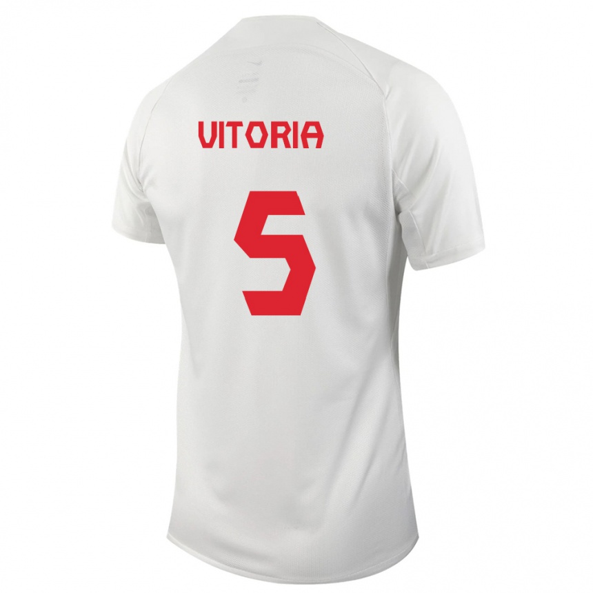Herren Fußball Kanadische Steven Vitoria #5 Weiß Auswärtstrikot Trikot 24-26 T-Shirt Luxemburg