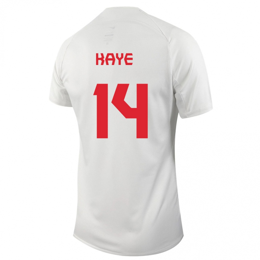 Herren Fußball Kanadische Mark Anthony Kaye #14 Weiß Auswärtstrikot Trikot 24-26 T-Shirt Luxemburg