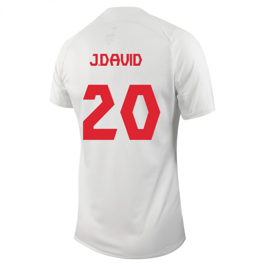 Herren Fußball Kanadische Jonathan David #20 Weiß Auswärtstrikot Trikot 24-26 T-Shirt Luxemburg