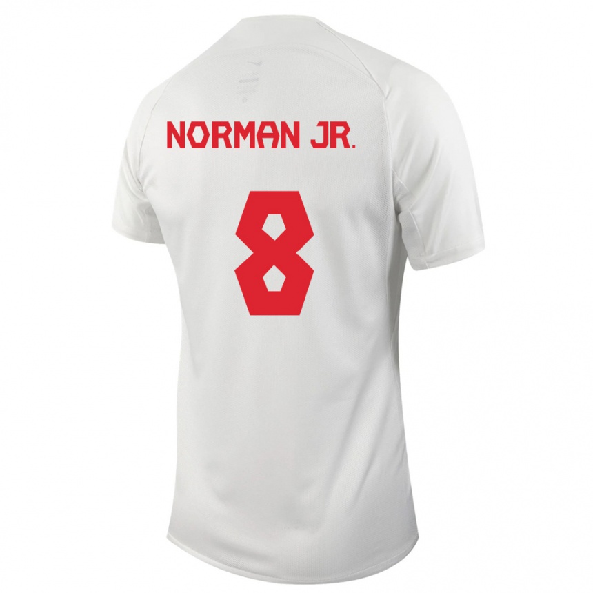Herren Fußball Kanadische David Norman Jr. #8 Weiß Auswärtstrikot Trikot 24-26 T-Shirt Luxemburg
