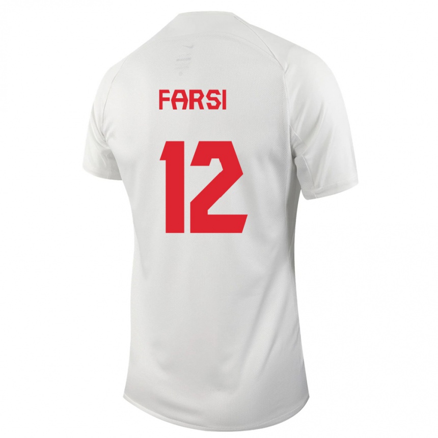 Herren Fußball Kanadische Mohamed Farsi #12 Weiß Auswärtstrikot Trikot 24-26 T-Shirt Luxemburg