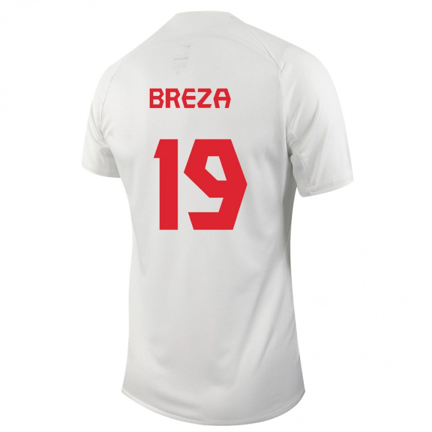 Herren Fußball Kanadische Sebastian Breza #19 Weiß Auswärtstrikot Trikot 24-26 T-Shirt Luxemburg