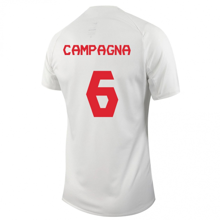 Herren Fußball Kanadische Matteo Campagna #6 Weiß Auswärtstrikot Trikot 24-26 T-Shirt Luxemburg