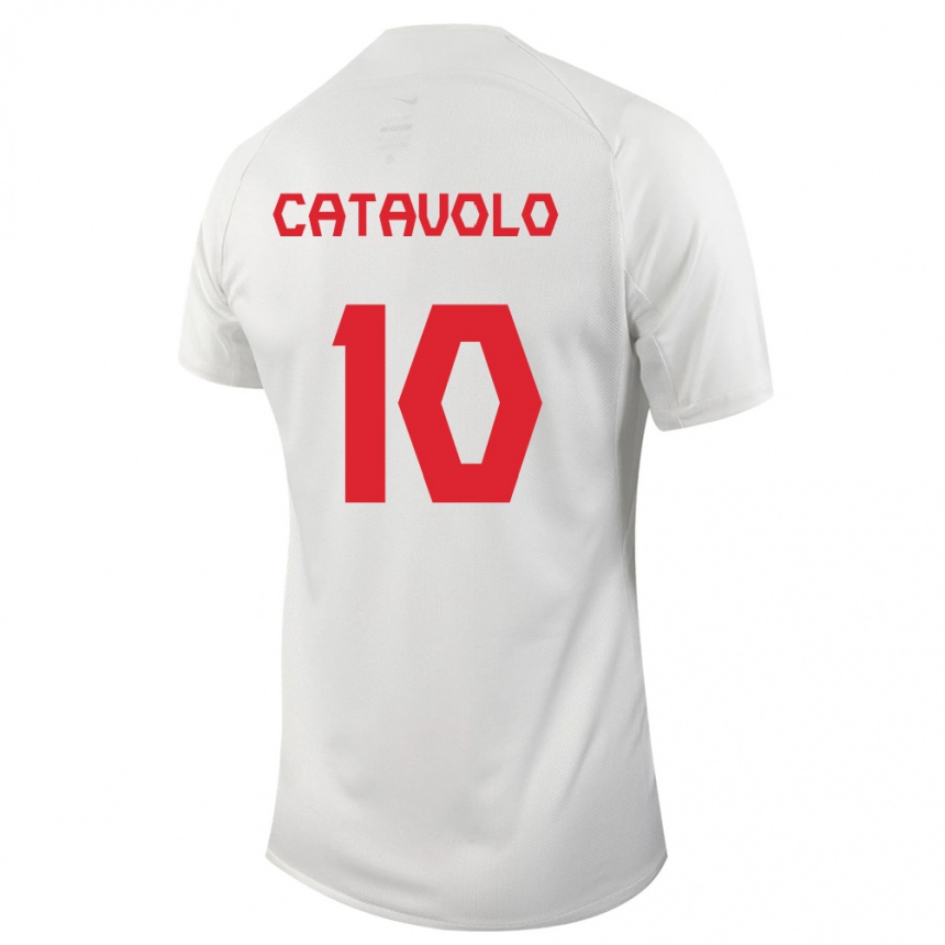 Herren Fußball Kanadische Matthew Catavolo #10 Weiß Auswärtstrikot Trikot 24-26 T-Shirt Luxemburg