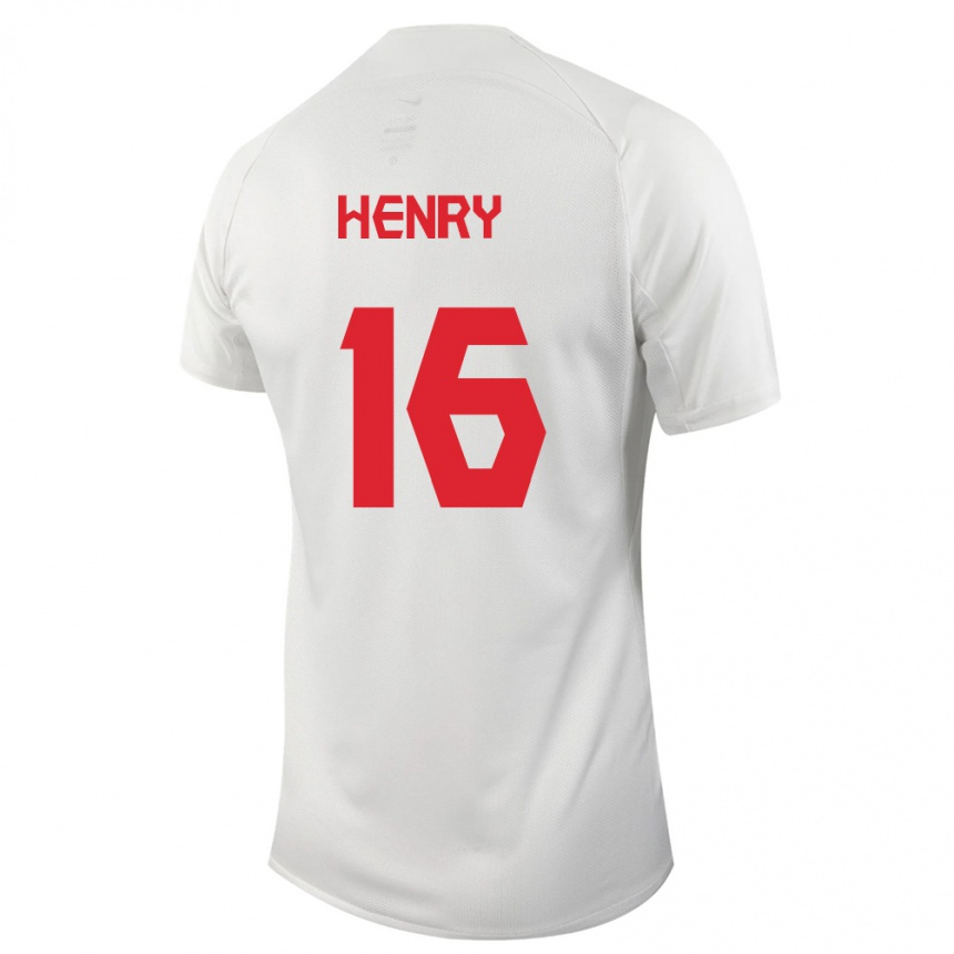 Herren Fußball Kanadische Mael Henry #16 Weiß Auswärtstrikot Trikot 24-26 T-Shirt Luxemburg