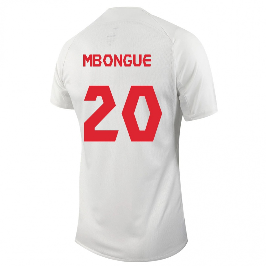 Herren Fußball Kanadische Hugo Mbongue #20 Weiß Auswärtstrikot Trikot 24-26 T-Shirt Luxemburg