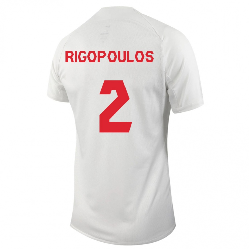 Herren Fußball Kanadische Theo Rigopoulos #2 Weiß Auswärtstrikot Trikot 24-26 T-Shirt Luxemburg
