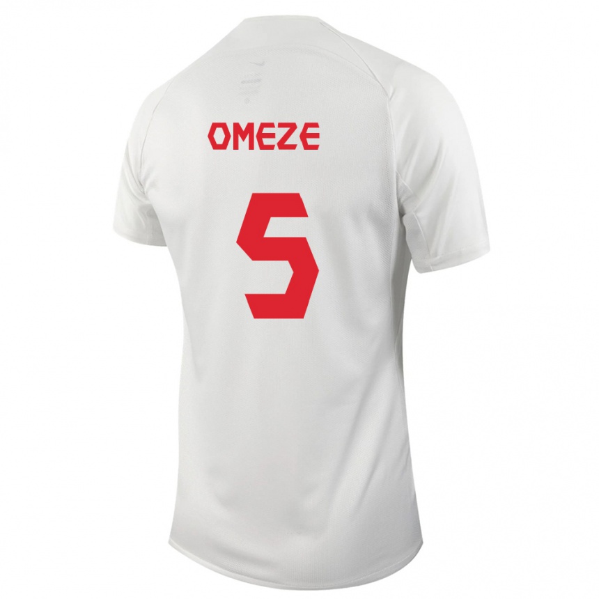 Herren Fußball Kanadische Chimere Omeze #5 Weiß Auswärtstrikot Trikot 24-26 T-Shirt Luxemburg