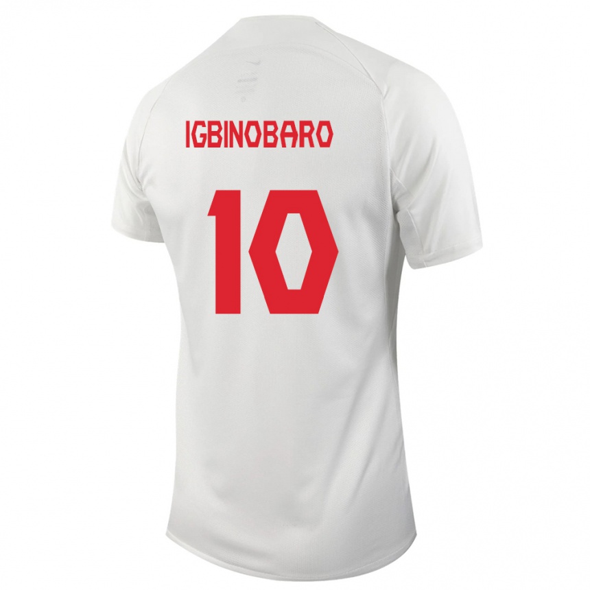 Herren Fußball Kanadische Philip Igbinobaro #10 Weiß Auswärtstrikot Trikot 24-26 T-Shirt Luxemburg