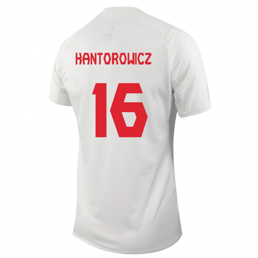 Herren Fußball Kanadische Dominic Kantorowicz #16 Weiß Auswärtstrikot Trikot 24-26 T-Shirt Luxemburg