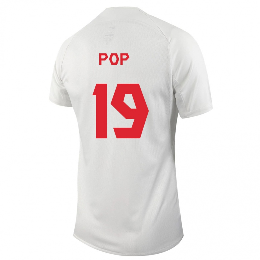 Herren Fußball Kanadische Erik Pop #19 Weiß Auswärtstrikot Trikot 24-26 T-Shirt Luxemburg