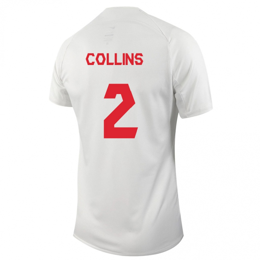Herren Fußball Kanadische Sydney Collins #2 Weiß Auswärtstrikot Trikot 24-26 T-Shirt Luxemburg