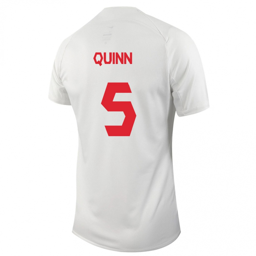 Herren Fußball Kanadische Quinn #5 Weiß Auswärtstrikot Trikot 24-26 T-Shirt Luxemburg