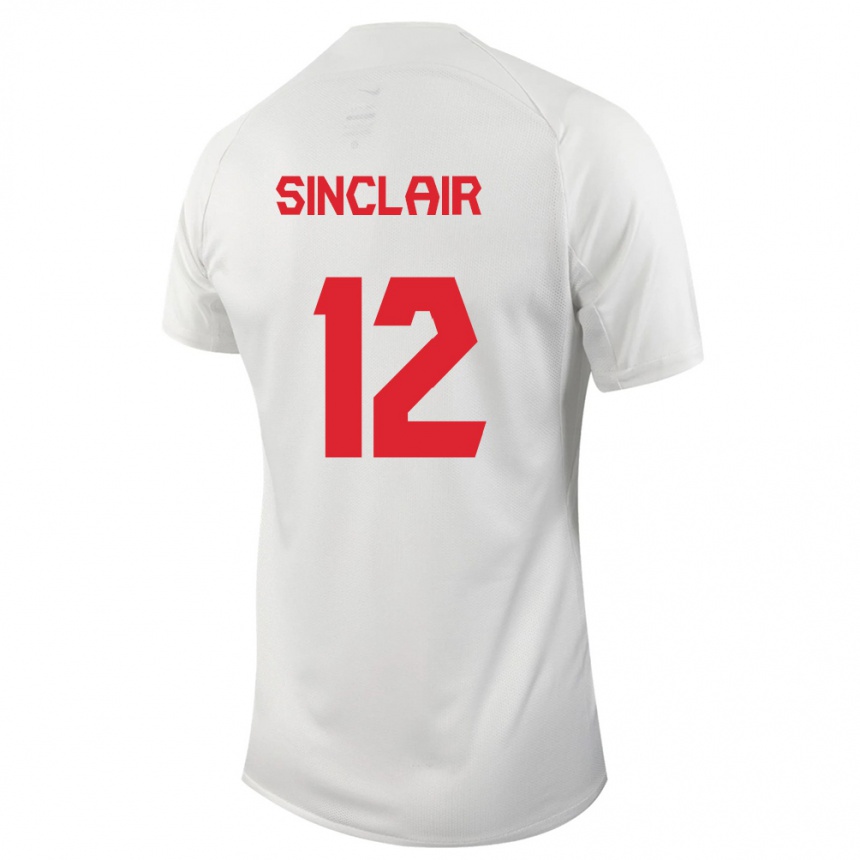 Herren Fußball Kanadische Christine Sinclair #12 Weiß Auswärtstrikot Trikot 24-26 T-Shirt Luxemburg