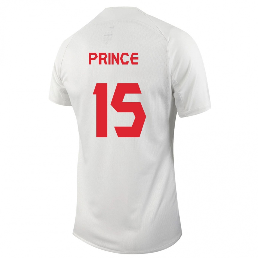 Herren Fußball Kanadische Nichelle Prince #15 Weiß Auswärtstrikot Trikot 24-26 T-Shirt Luxemburg