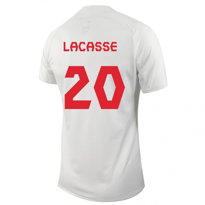 Herren Fußball Kanadische Cloe Lacasse #20 Weiß Auswärtstrikot Trikot 24-26 T-Shirt Luxemburg