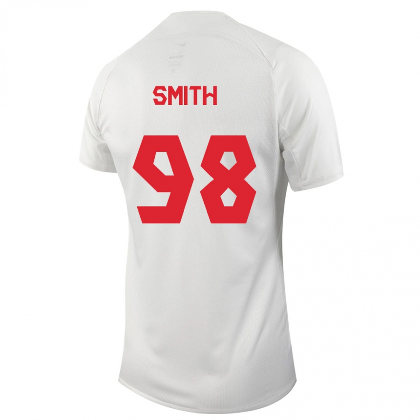 Herren Fußball Kanadische Olivia Smith #98 Weiß Auswärtstrikot Trikot 24-26 T-Shirt Luxemburg