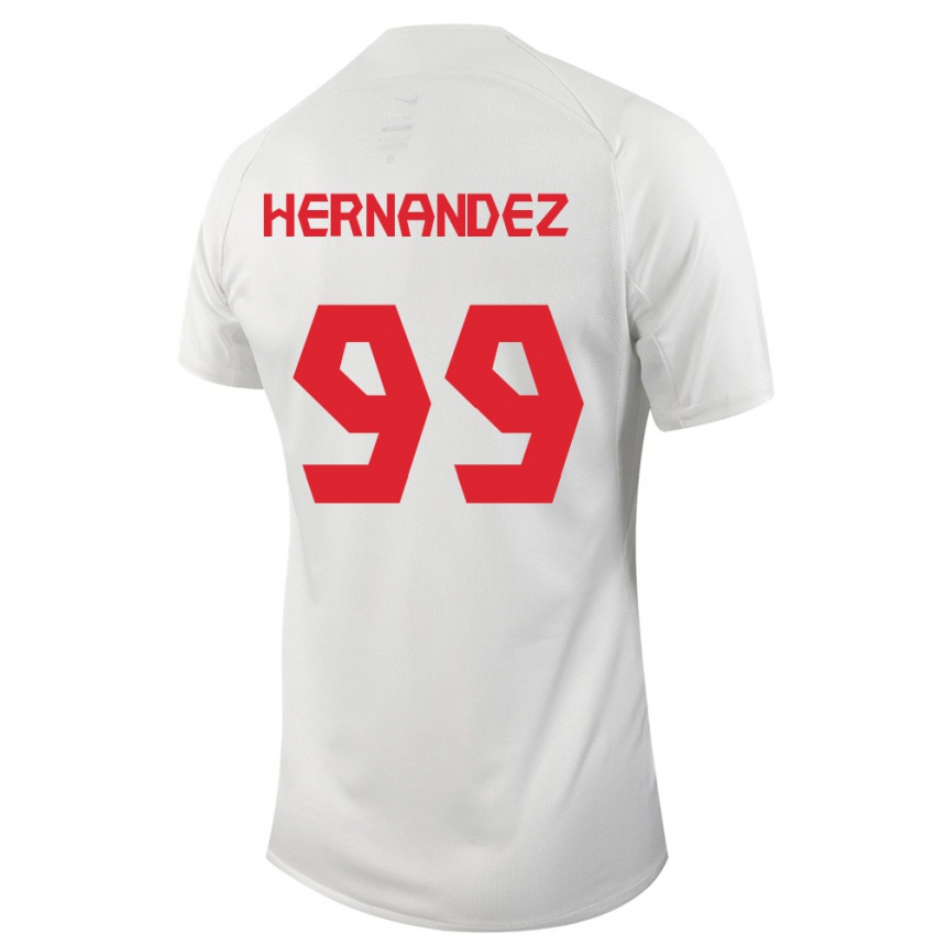 Herren Fußball Kanadische Jeneva Hernandez Gray #99 Weiß Auswärtstrikot Trikot 24-26 T-Shirt Luxemburg