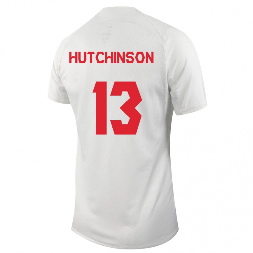 Herren Fußball Kanadische Atiba Hutchinson #13 Weiß Auswärtstrikot Trikot 24-26 T-Shirt Luxemburg