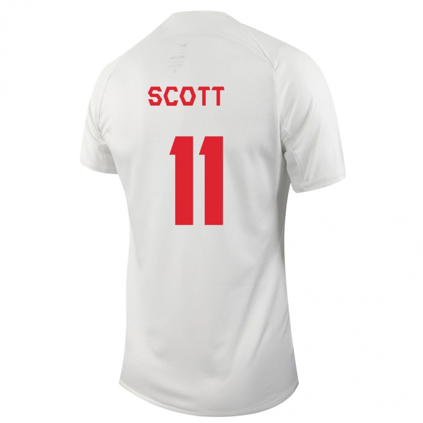 Herren Fußball Kanadische Desiree Scott #11 Weiß Auswärtstrikot Trikot 24-26 T-Shirt Luxemburg