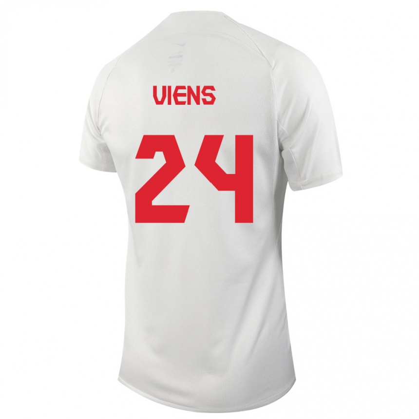 Herren Fußball Kanadische Evelyne Viens #24 Weiß Auswärtstrikot Trikot 24-26 T-Shirt Luxemburg