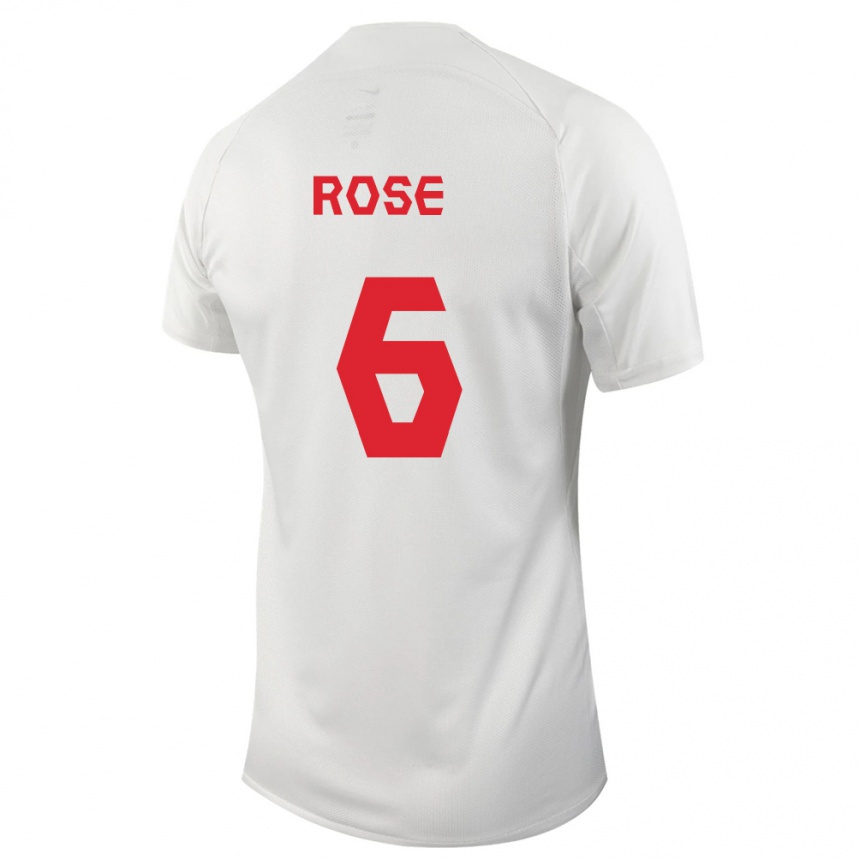 Herren Fußball Kanadische Deanne Rose #6 Weiß Auswärtstrikot Trikot 24-26 T-Shirt Luxemburg
