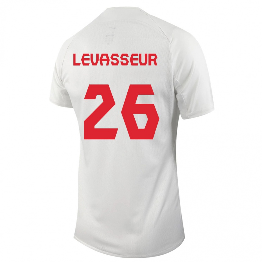 Herren Fußball Kanadische Marie Levasseur #26 Weiß Auswärtstrikot Trikot 24-26 T-Shirt Luxemburg