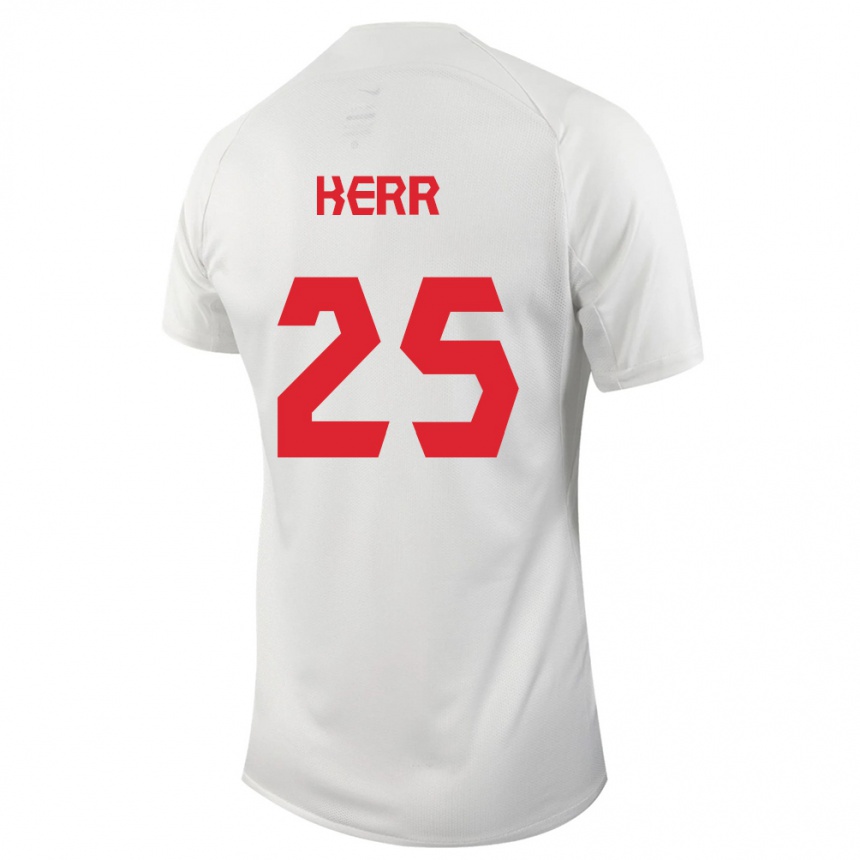 Herren Fußball Kanadische Devon Kerr #25 Weiß Auswärtstrikot Trikot 24-26 T-Shirt Luxemburg