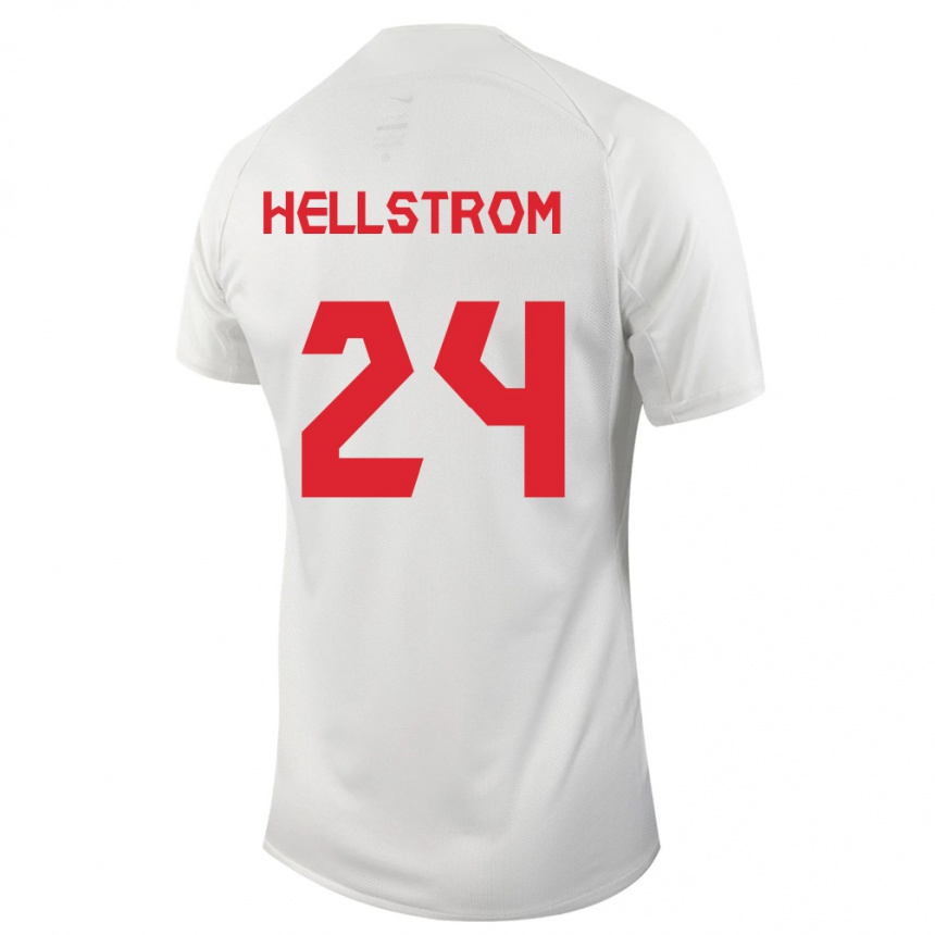 Herren Fußball Kanadische Jenna Hellstrom #24 Weiß Auswärtstrikot Trikot 24-26 T-Shirt Luxemburg