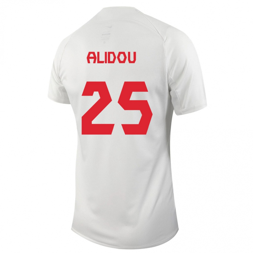 Herren Fußball Kanadische Marie-Yasmine Alidou #25 Weiß Auswärtstrikot Trikot 24-26 T-Shirt Luxemburg