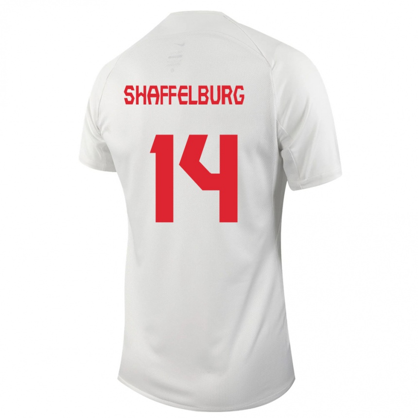 Herren Fußball Kanadische Jacob Shaffelburg #14 Weiß Auswärtstrikot Trikot 24-26 T-Shirt Luxemburg