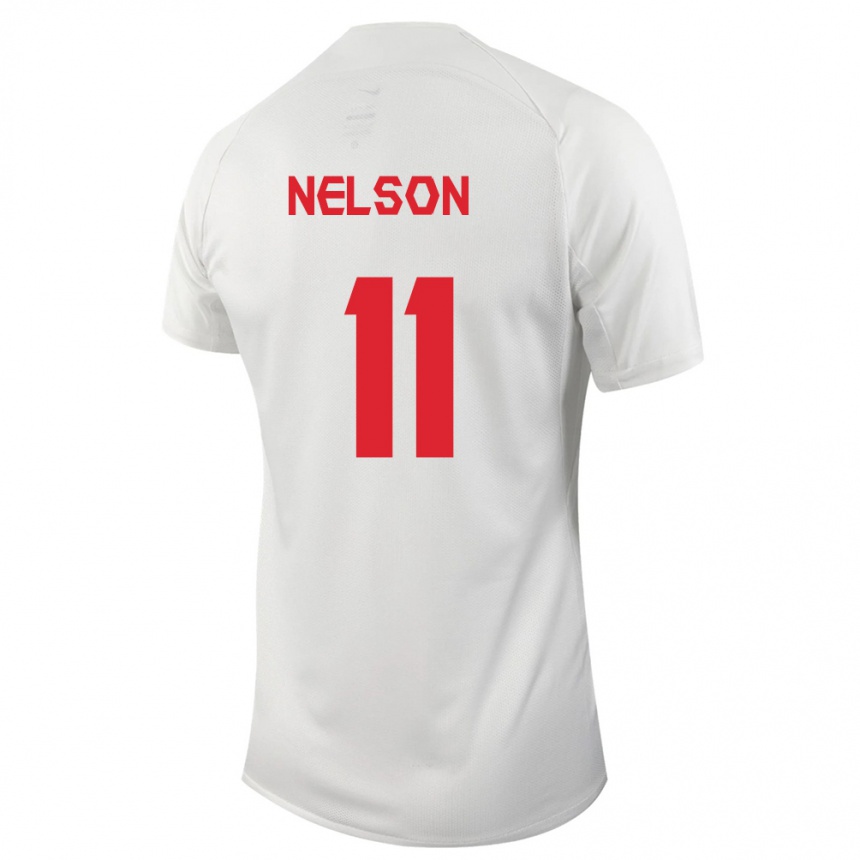 Herren Fußball Kanadische Jayden Nelson #11 Weiß Auswärtstrikot Trikot 24-26 T-Shirt Luxemburg